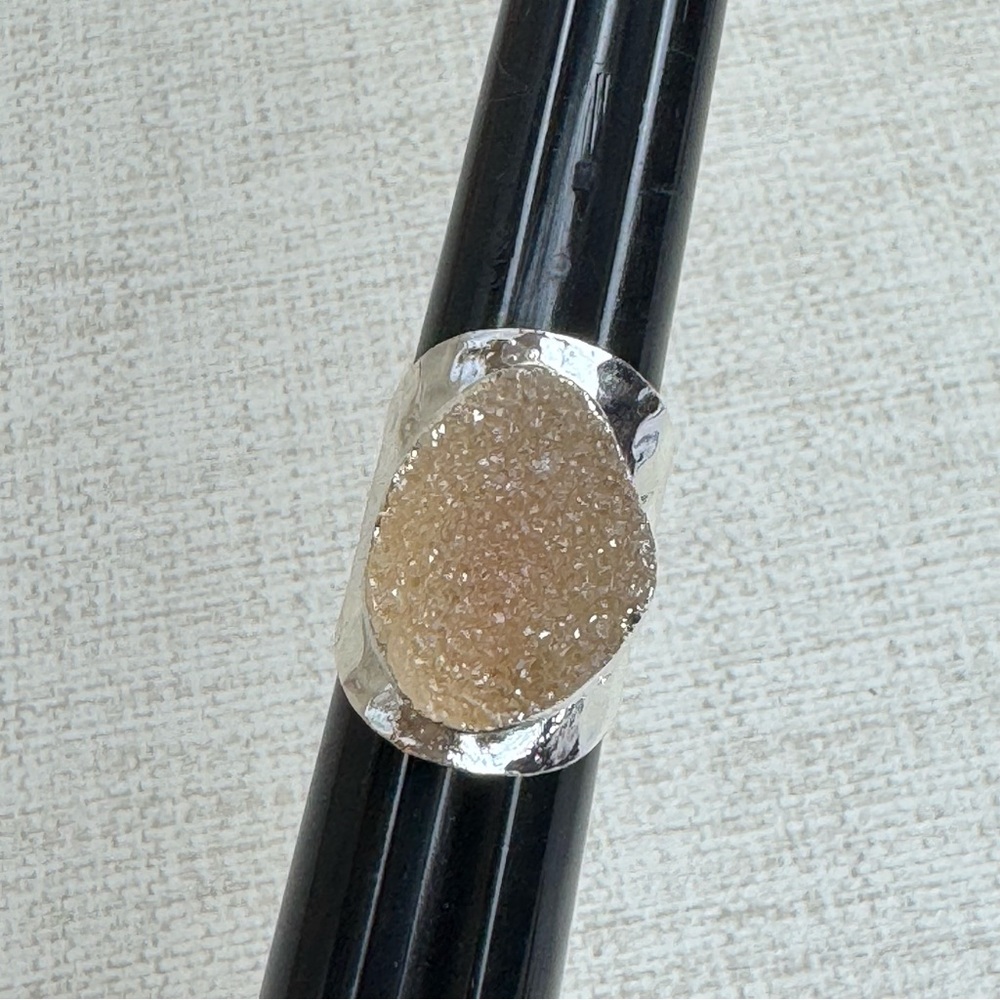 Druzy Silver Tone Adjustable Ring - image 2